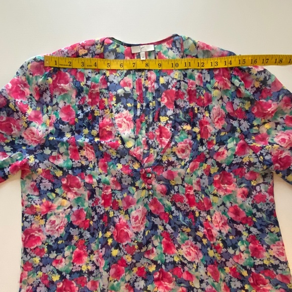 Joie Zeala Boho Sheer Silk Multicolor Floral Blouse Sz Medium - Picture 15 of 15